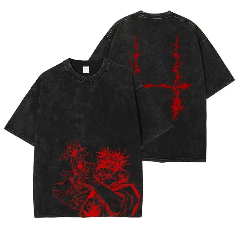 Retro Jujutsu Kaisen Anime Print Unisex Cotton T-Shirt – Casual, Loose & Street Style