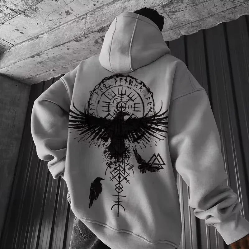 Eagle Totem Viking Hoodie – Autumn & Winter Streetwear