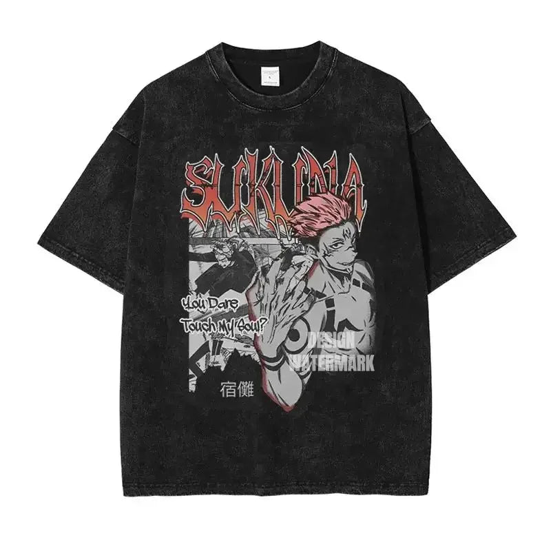 Retro Jujutsu Kaisen Anime Print Unisex Cotton T-Shirt – Casual, Loose & Street Style