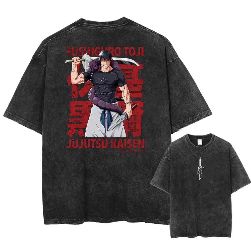 Retro Japanese Anime Print Unisex Cotton T-Shirt – Casual, Loose & Street Style