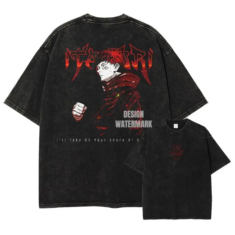 Retro Jujutsu Kaisen Anime Print Unisex Cotton T-Shirt – Casual, Loose & Street Style