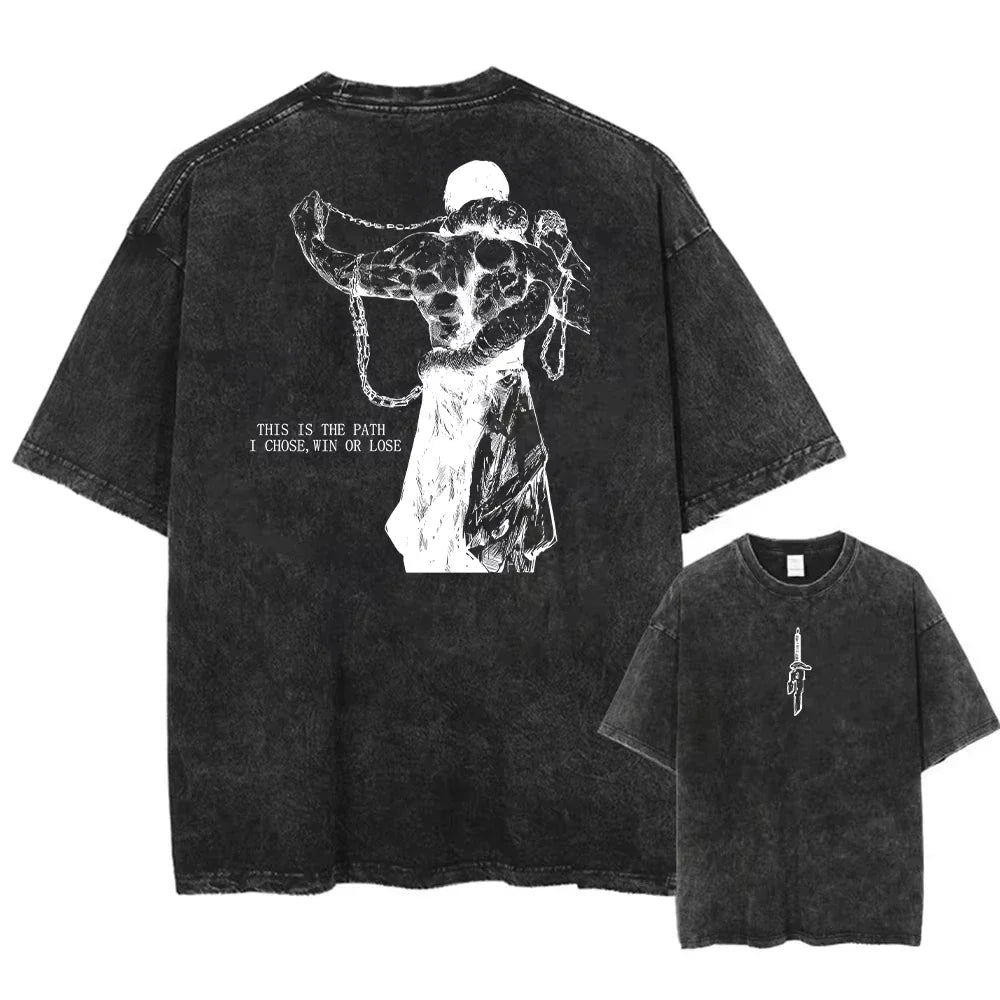 Retro Japanese Anime Print Unisex Cotton T-Shirt – Casual, Loose & Street Style