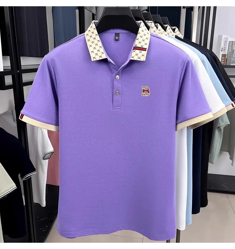 Men's Luxury Polo – Breathable Silk-Cotton Summer Golf Tee