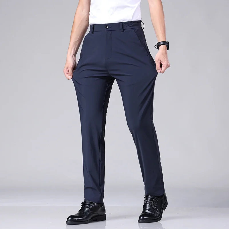 Korean Style Men’s Slim Trousers – Stretch Elastic Business Casual Pants