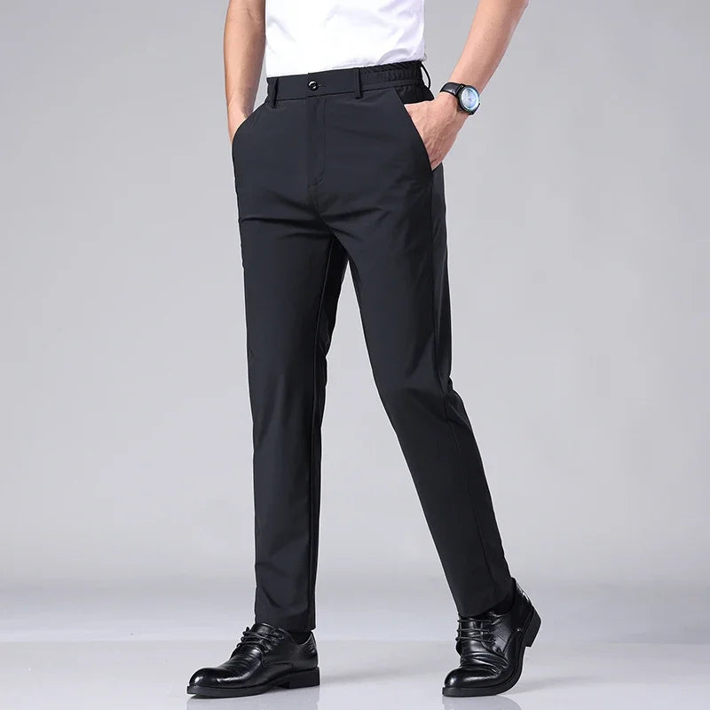 Korean Style Men’s Slim Trousers – Stretch Elastic Business Casual Pants