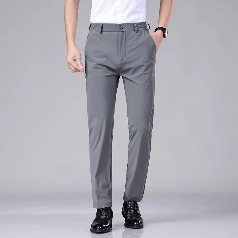 Korean Style Men’s Slim Trousers – Stretch Elastic Business Casual Pants