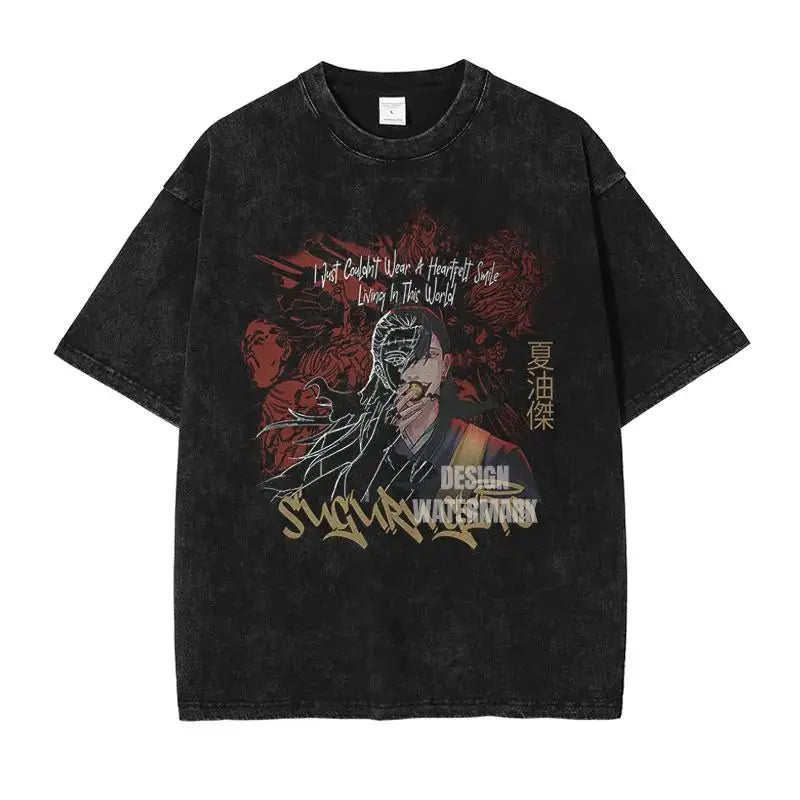 Retro Jujutsu Kaisen Anime Print Unisex Cotton T-Shirt – Casual, Loose & Street Style