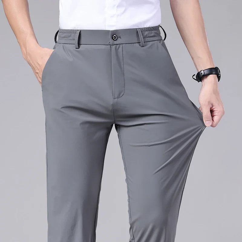 Korean Style Men’s Slim Trousers – Stretch Elastic Business Casual Pants