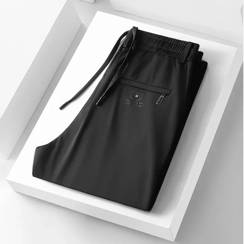 Luxury Korean Style Men’s Pants – Soft Ice Silk Straight Cut