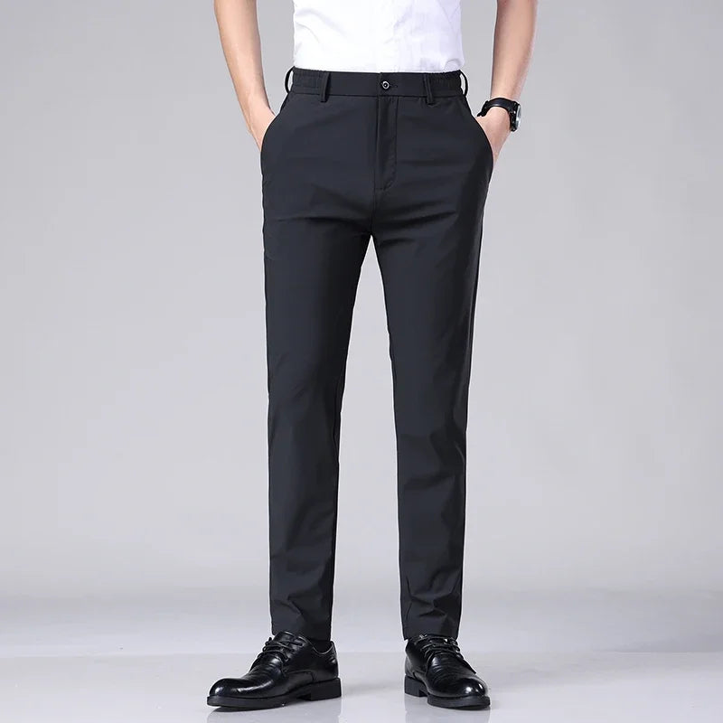Korean Style Men’s Slim Trousers – Stretch Elastic Business Casual Pants