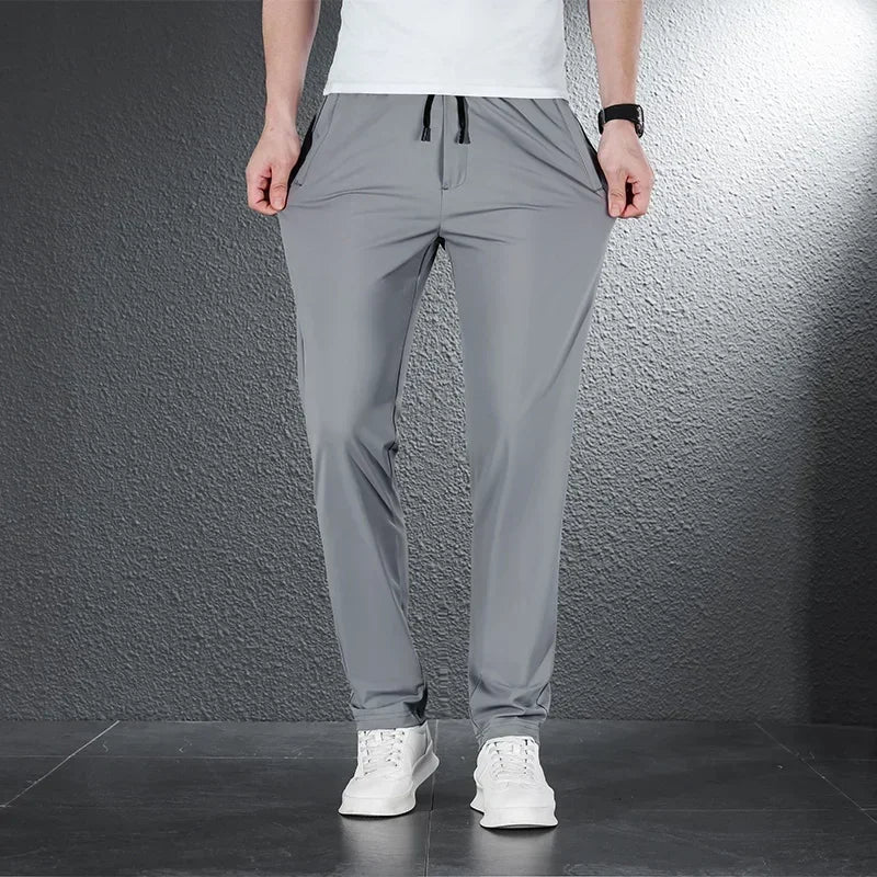 Luxury Korean Style Men’s Pants – Soft Ice Silk Straight Cut