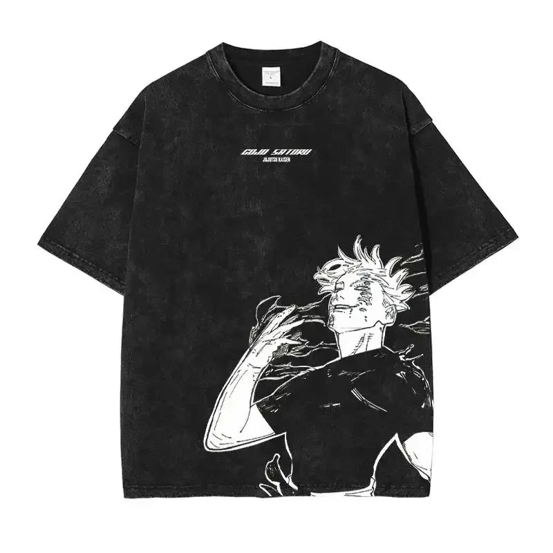 Retro Jujutsu Kaisen Anime Print Unisex Cotton T-Shirt – Casual, Loose & Street Style