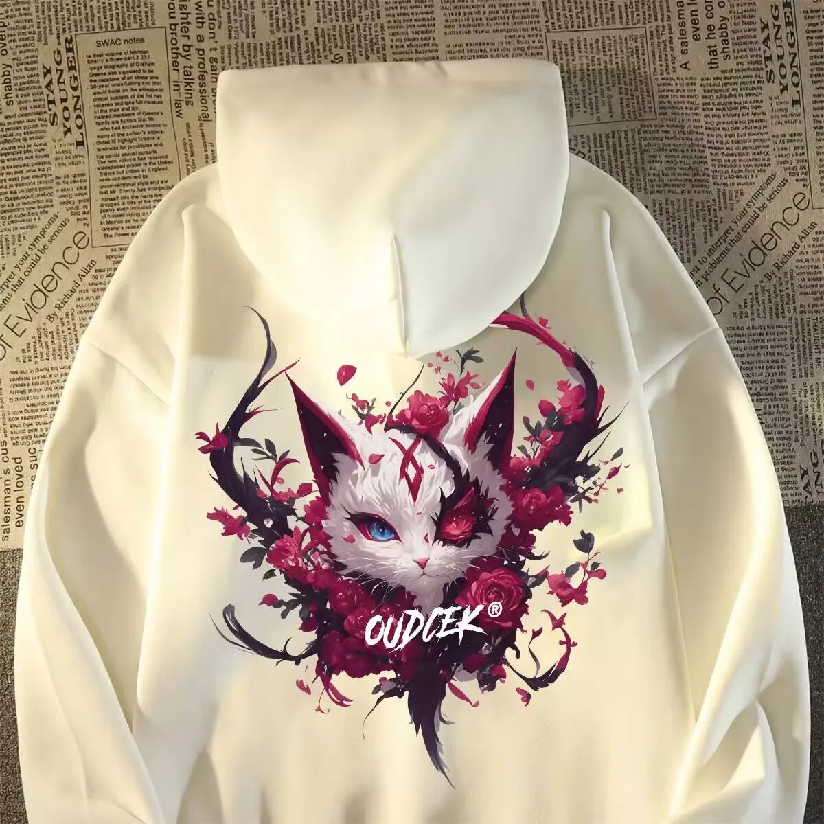 Retro Cat Print Oversized Men’s Hoodie – American & European Street Style 2026