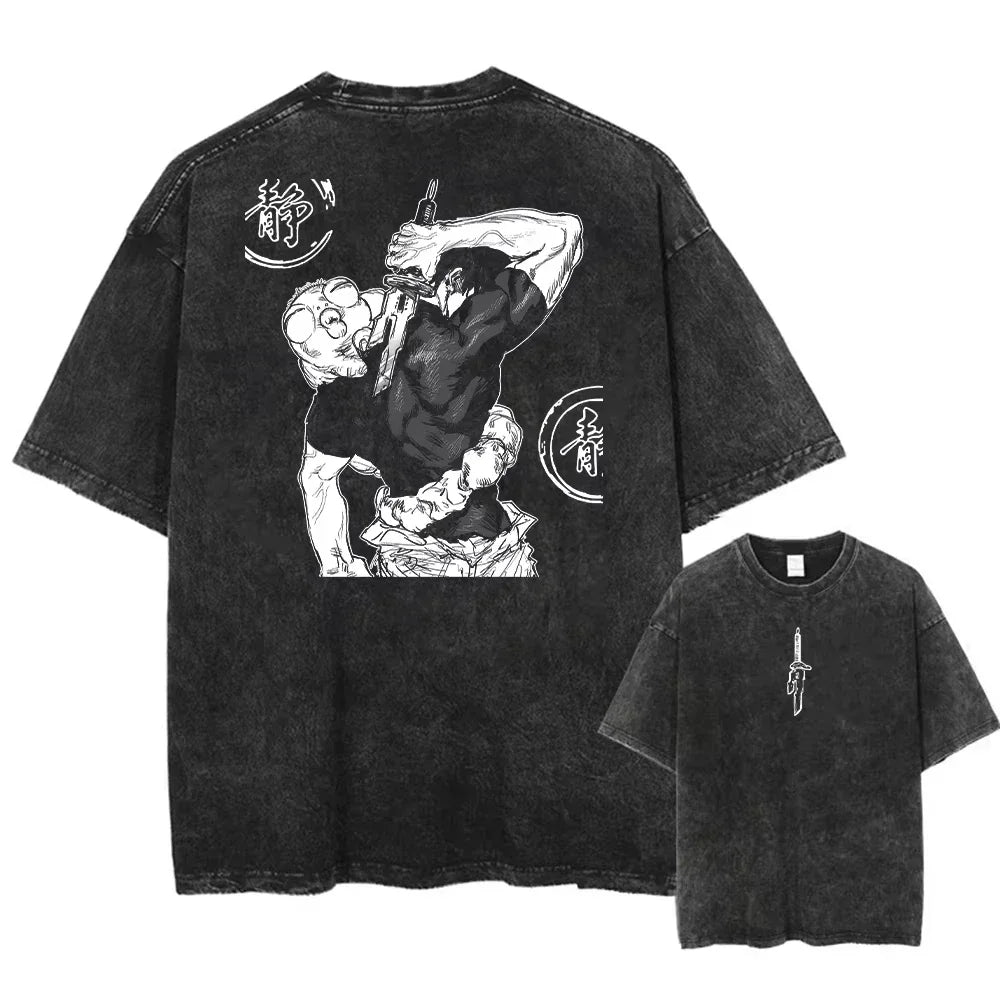 Retro Japanese Anime Print Unisex Cotton T-Shirt – Casual, Loose & Street Style