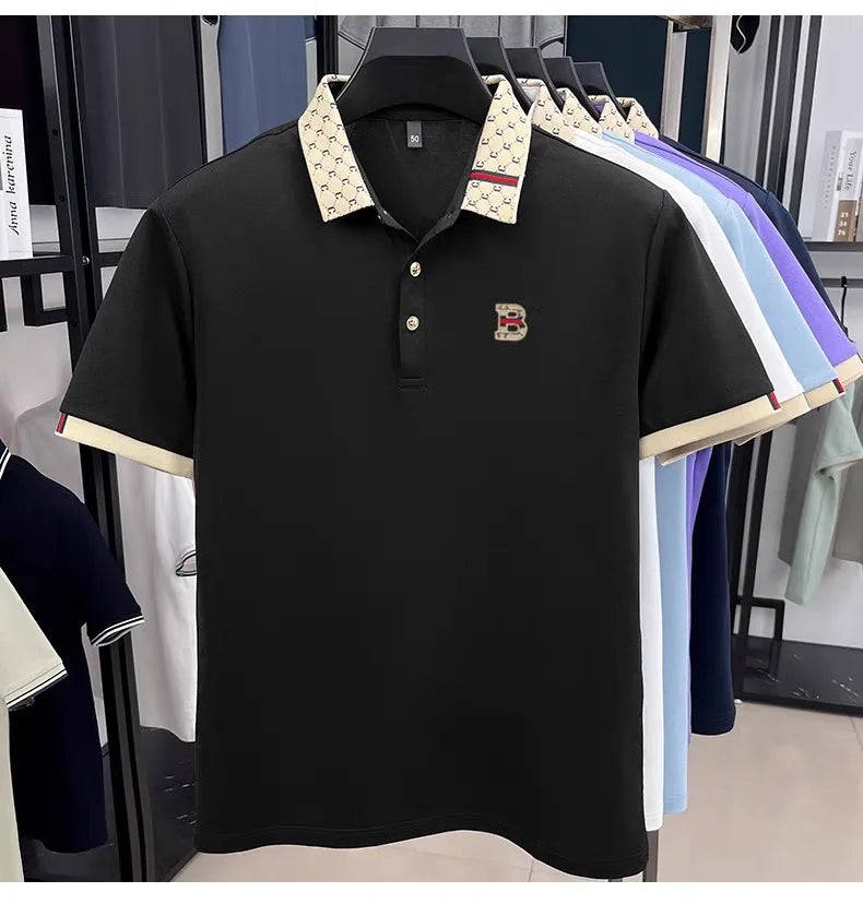 Men's Luxury Polo – Breathable Silk-Cotton Summer Golf Tee