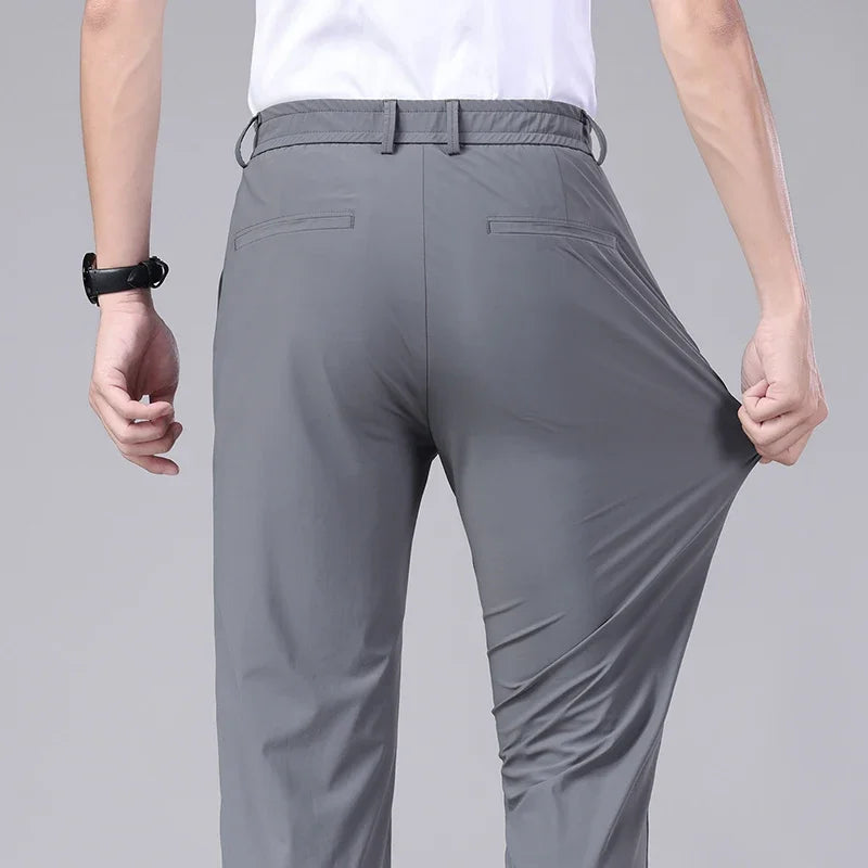 Korean Style Men’s Slim Trousers – Stretch Elastic Business Casual Pants