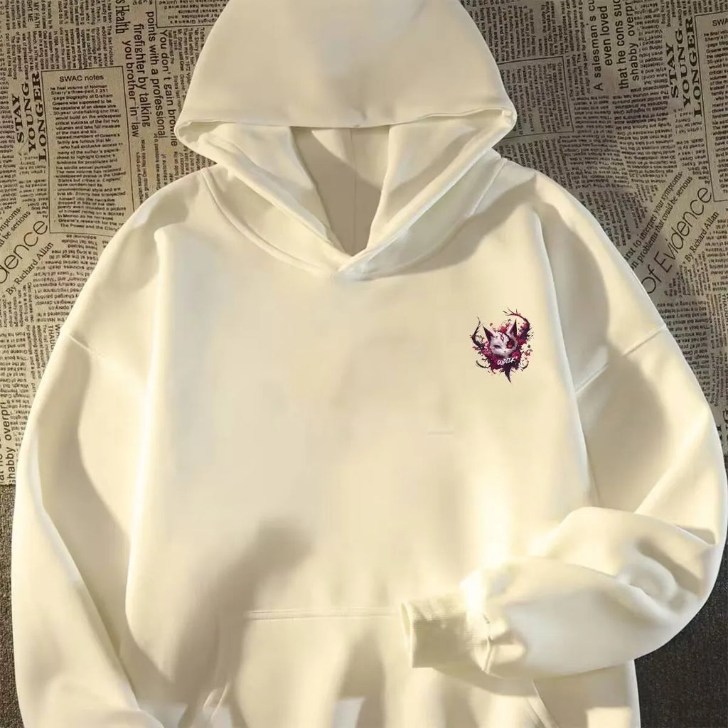 Retro Cat Print Oversized Men’s Hoodie – American & European Street Style 2026