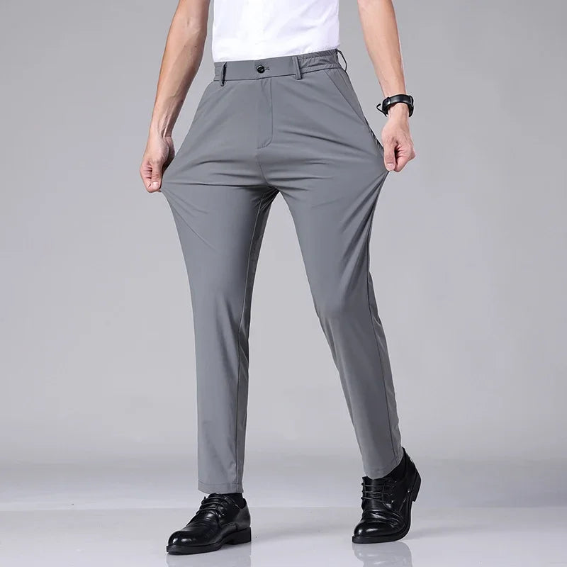 Korean Style Men’s Slim Trousers – Stretch Elastic Business Casual Pants