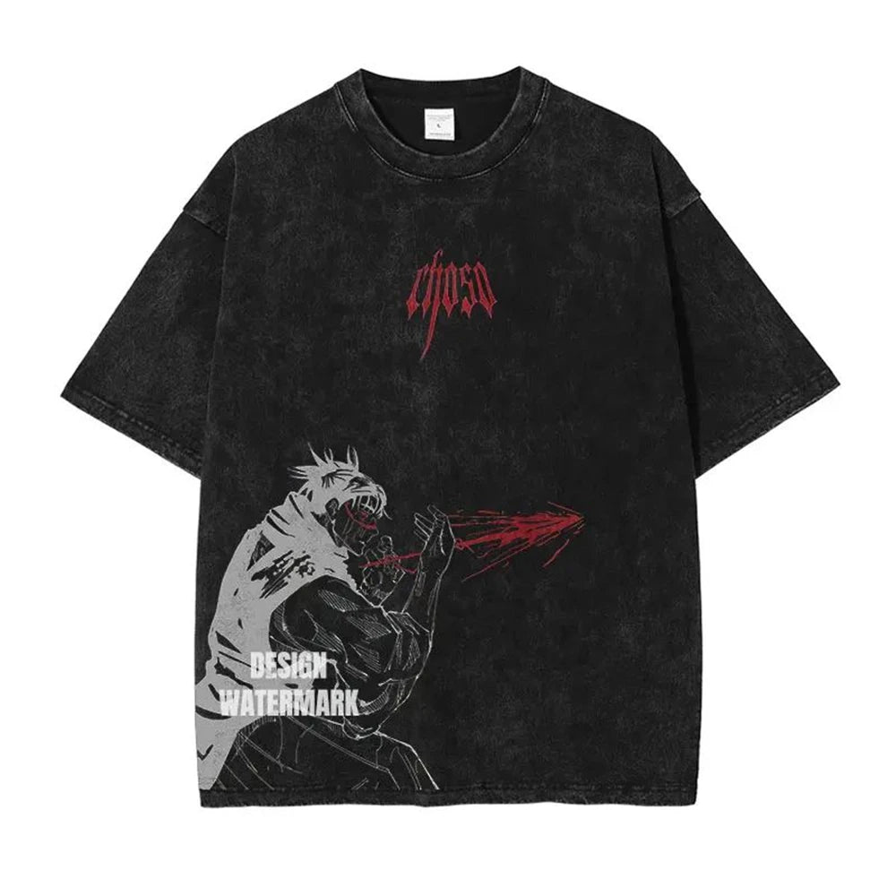 Retro Jujutsu Kaisen Anime Print Unisex Cotton T-Shirt – Casual, Loose & Street Style