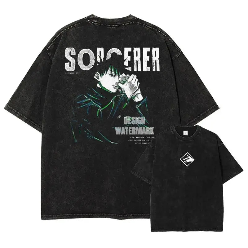Retro Jujutsu Kaisen Anime Print Unisex Cotton T-Shirt – Casual, Loose & Street Style