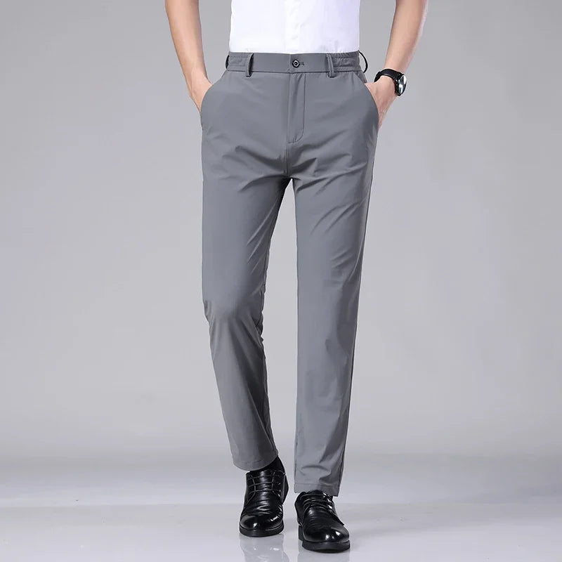 Korean Style Men’s Slim Trousers – Stretch Elastic Business Casual Pants