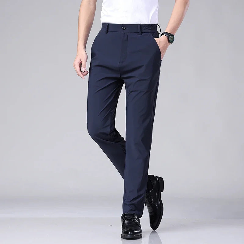 Korean Style Men’s Slim Trousers – Stretch Elastic Business Casual Pants