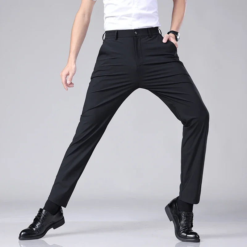 Korean Style Men’s Slim Trousers – Stretch Elastic Business Casual Pants