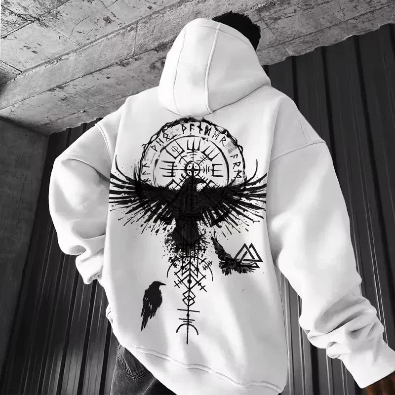 Eagle Totem Viking Hoodie – Autumn & Winter Streetwear
