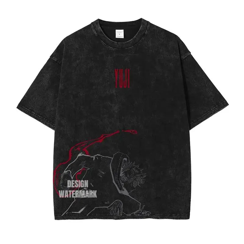 Retro Jujutsu Kaisen Anime Print Unisex Cotton T-Shirt – Casual, Loose & Street Style