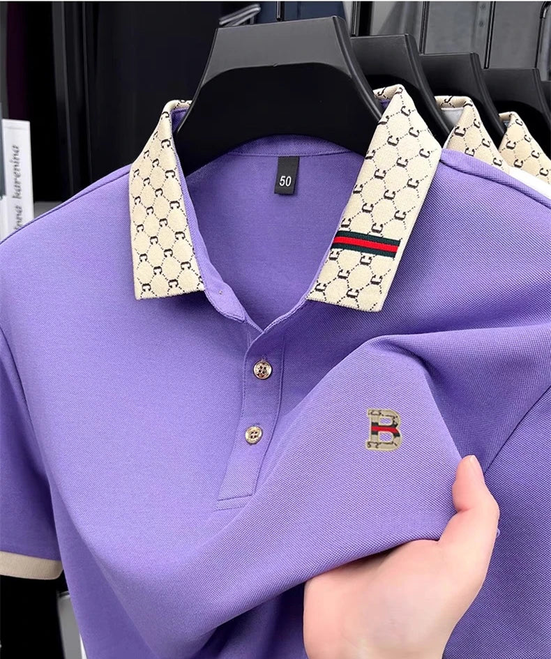 Men's Luxury Polo – Breathable Silk-Cotton Summer Golf Tee